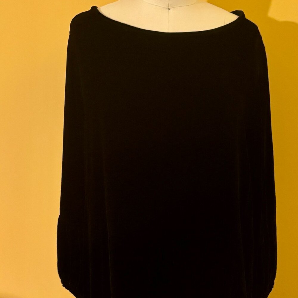 Cut Loose Black Velvet Mini Dress/Tunic with Gathered Cuffs